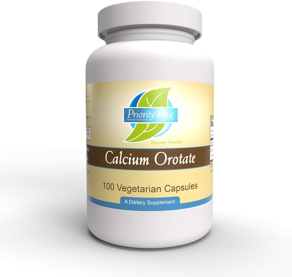 Prioridad Una vitaminas - Calcio Orotate -100 cápsulas vegetarianas - Suplemento de calcio para huesos fuertes*
