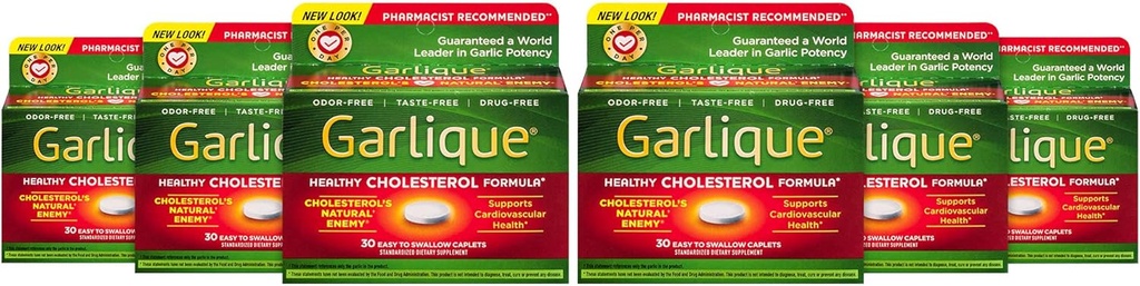 Fórmula Garlique de colesterol saludable con 5000 mcg de Allicin, 60 cápsulas de coado Enteric (Pack of 6)