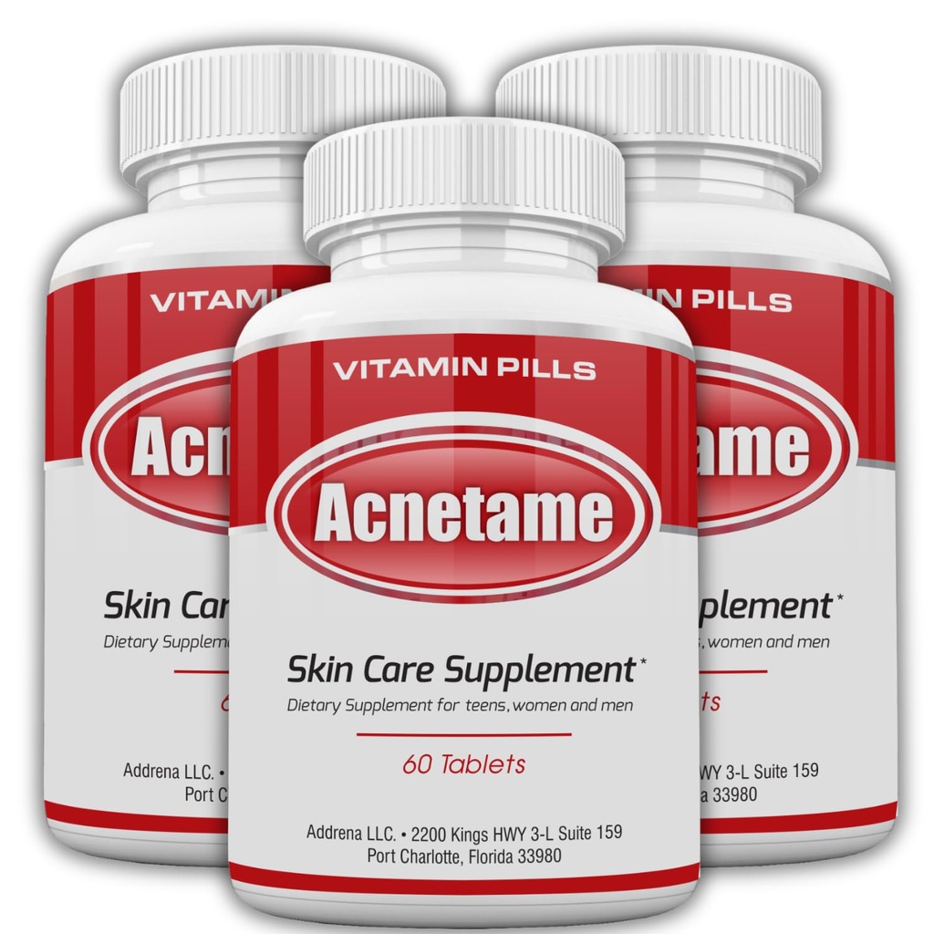 3 Pack- Suplementos de vitaminas para el tratamiento del acné- Tablas de granos hormonales para limpiar la piel de aceite para mujeres, hombres, adolescentes y adultos