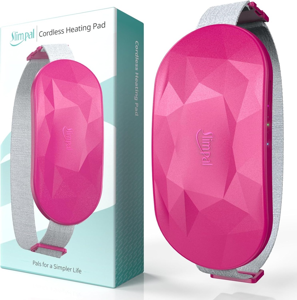 Slimpal Portable Calefacción Pad para Calambres de Período, Electric Cordless Back Belly Waist Calefacción Pad para Cangrejo Menstrual Alivio, Carne de Calor Recargable para Mujer Esposa Mujer, Rosa Oscura
