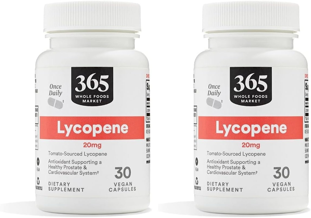 Mercado completo de alimentos 365, licopeno 20 mg, 30 Cuenta (Pack de 2)