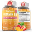 Vitamina B2 Gummies ← Riboflavin 400mg con Magnesium & CoQ10 para el alivio de dolor de cabeza de migraña " Alivio de dolor de cabeza  durable Sugar Free, Vegan, Strawberry Flavor, 60 Con