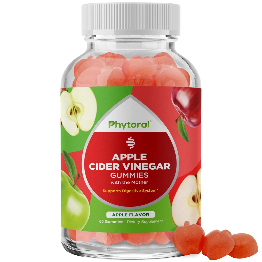 Manzana Vinagre Gummies con la Madre - ACV Gummies con Madre para Adultos para Apoyo Inmunitario Digestión Gut Health and Energy Support Suplemento - Apple Cider Vinegar Gummy Vitaminas para Adultos