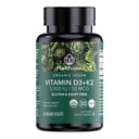 PlantFusion Organic Vegan Vitamina D3 + K2 5,000 UI, 50MCG – Vitamina D proveniente de Lichen y Vitamina K2, para Immune Support y Bone Health - 60 cápsulas