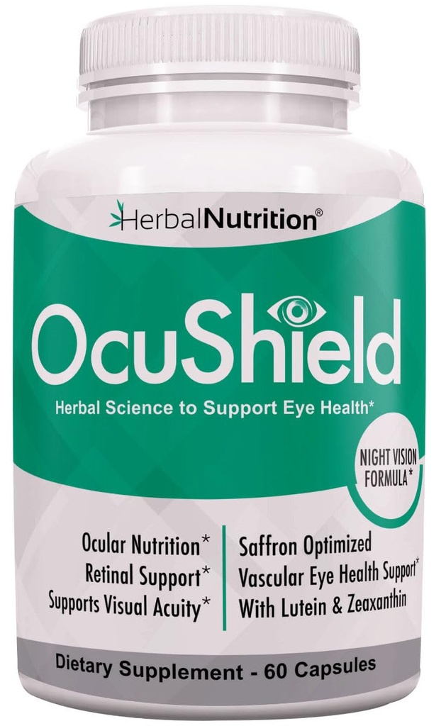 OcuShield Eye Health Vitamin Support for Healthy Eyes, Night Vision with Saffron, Lutein " Zeaxanthin, Eye Nutrients to Protect " Stimulate Ocular Health, One Bottle