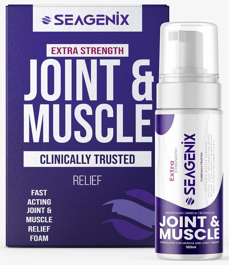 Extra Strength Muscle + Joint Foam - Magnesium peru Boswellia TEN Arnica ANTE Fórmula - Aliviamiento Conjunto y Musculo – Ease Inflamed Joints and Muscles - All Natural – Joints + Muscle Relief