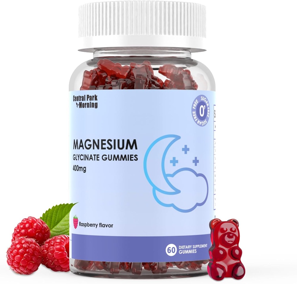 Magnesio Glycinate Gummies 400mg,Adult Sugar Suplemento Glycinate de Magnesio Libre,Muscle, Bone Support - 60 Gummies Orgánicas