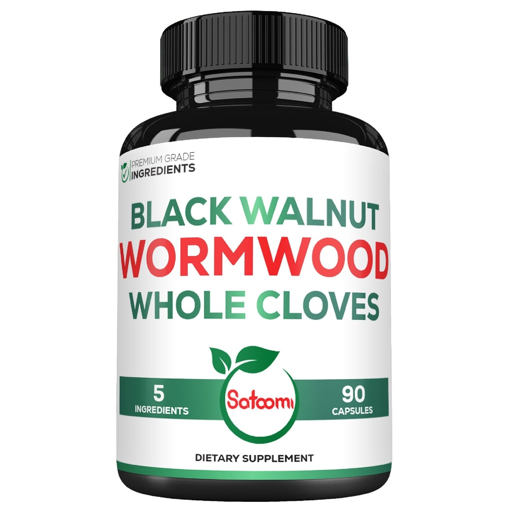 Satoomi 5 en 1 Wormwood Capsules Suplemento - con Black Walnut Cloves Turmeric y Berberine HCl - 90 cápsulas - Sistema Inmunitario &amp; Digestión Salud
