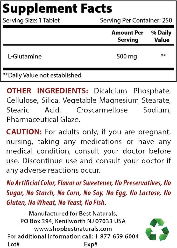Mejores Naturales L-Glutamina 500 mg " L-Citrulline 1500 mg