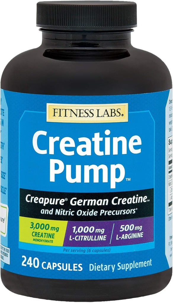 Bomba de Creatina de Laboratorios Fitness con L-Citrulline, L-Arginine y Crepure Monohidrato de Creatina - 240 cápsulas