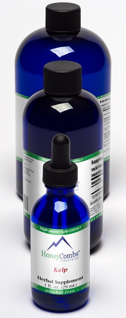 HoneyCombs 8oz. Kelp –Apoyos El Cerebro, Digestión, Glands, Pelo, Corazón y Más – Extracto líquido libre de alcohol