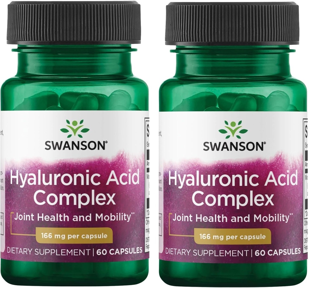 Complejo de ácido hialurónico Swanson 166 mg 60 cápsulas (2 paquete)