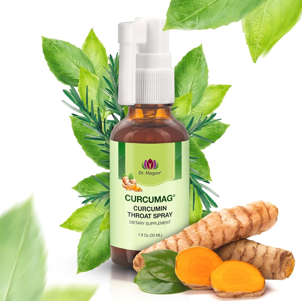 Natural Turmeric Curcumin Throat Spray por Dr. Magon, Throat Calm, Soothing Throat Spray, Immune Support, Extra Strength UC3 Clear Curcuma Longa Dry Extract, 1 Fluid Oz