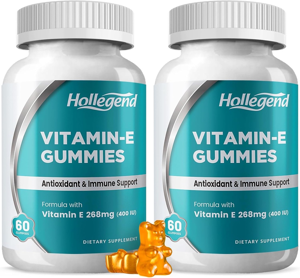 Vitamina E Gummies 268mg 400 UI, Vitamina Natural E Suplemento Chewable para Adultos, Mujeres &amp; Hombres, Skin &amp; Immune Salud, Antioxidante, Orange Flavor, 120 Condes