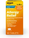 Cuidado básico 24 horas Alivio de la alergia, Levocetirizine Dihidrocloruro Tabletas, 5 mg Antihistamínico para estornudar, nariz de rubí, picazón de nariz o garganta y picazón, ojos acuosos, 80 conde Pack