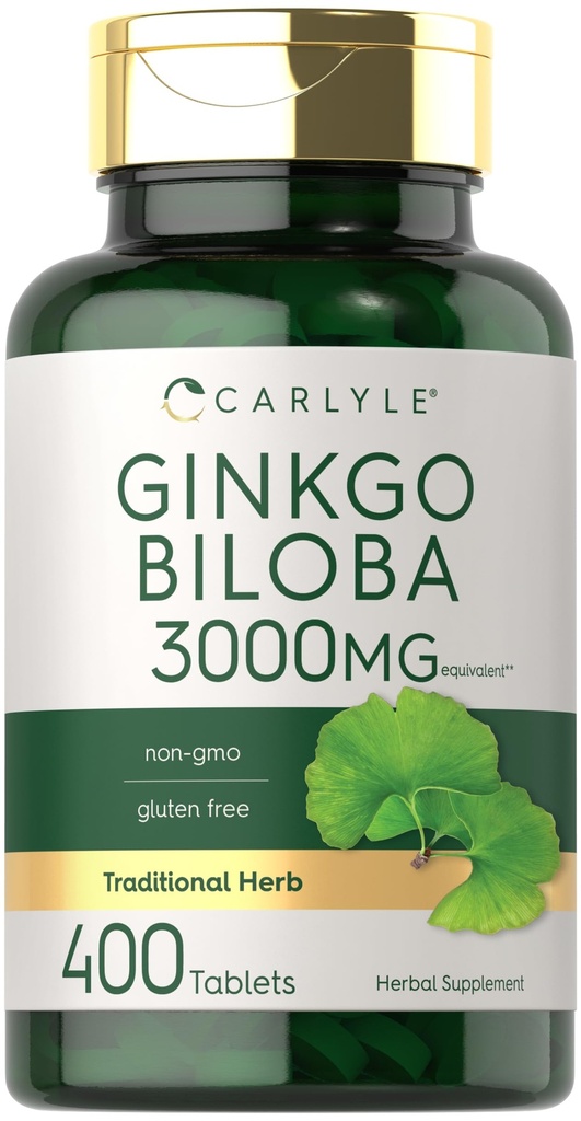 Carlyle Ginkgo Biloba 3000mg ← 400 Tablets ← Non-GMO, Gluten Free Herbal Supplement