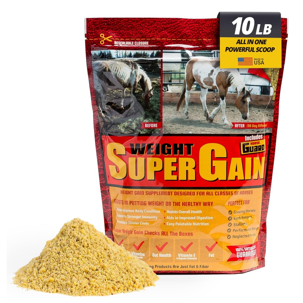Super Weight Gain 10 lb, Equine Vitamin Mineral, Probiotic & Weight Gain Suplemento