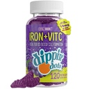 Hierro con vitamina C &amp; B12 Gummies (120 Conde) Vital para la formación de células rojas de sangre ¦ Gum Drop Grape Real Pectin Fruit Chew Suplementos ANTE Vegan, No GMO, Gluten Free &amp; Gelatin Free