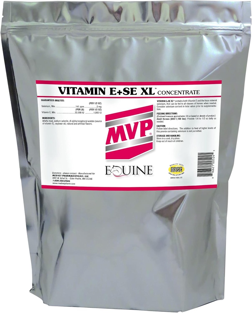 Vitamina E/SE XL (10lb) Fórmula concentrada para apoyar la función muscular saludable en los caballos