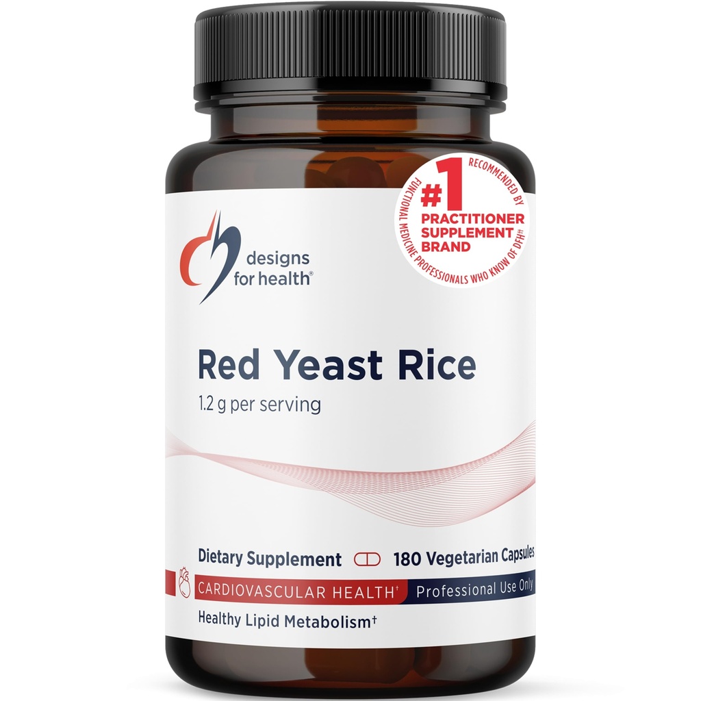 Diseños para la Sinergía RYR Salud - Suplemento de arroz de levadura roja - 1200 mg de arroz de levadura roja + CoQ10 para apoyar la salud cardiovascular + mantenimiento de niveles de lipid en rango normal (120 cápsulas)