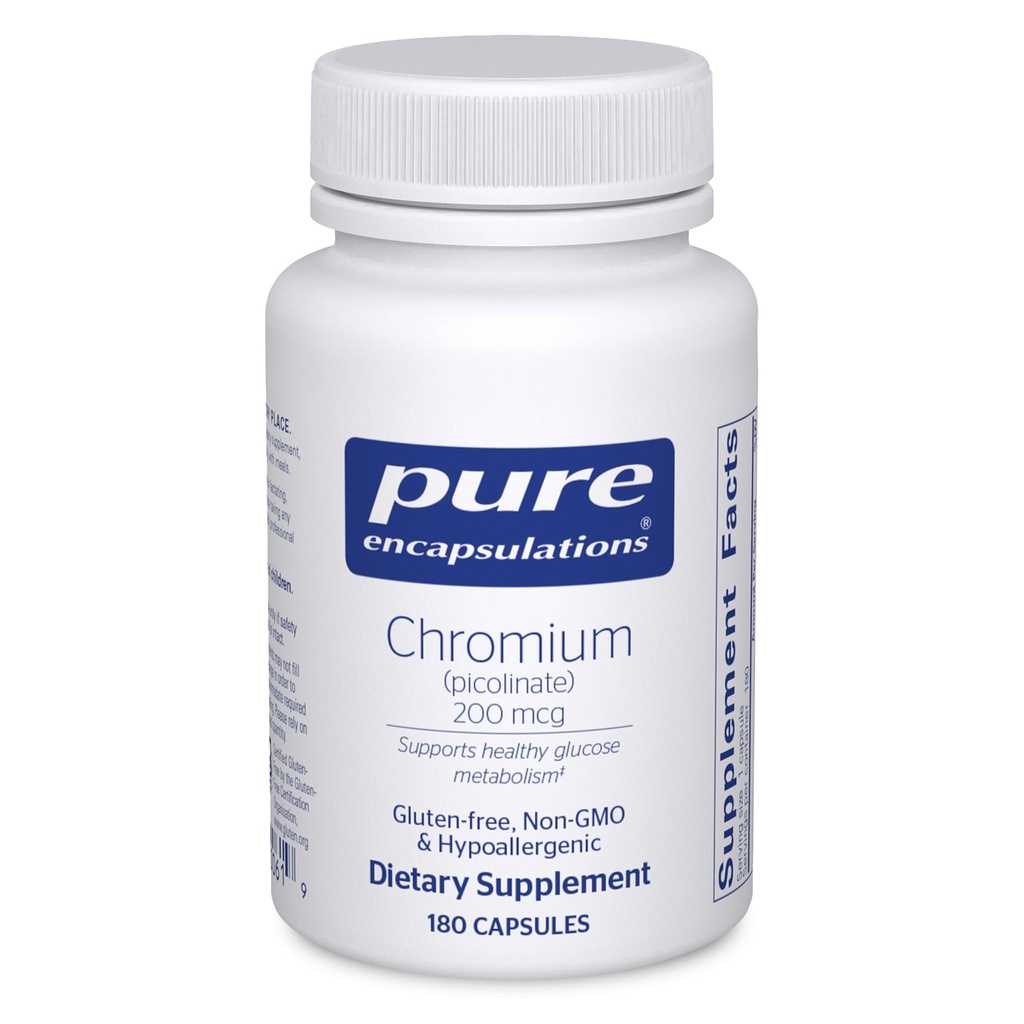 Pure Encapsulations Chromium (Picolinate) 200 mcg Silencioso Suplemento hipoalergénico para Lipid saludable y metabolismo carbohidrato Apoyo*  180 Capsules