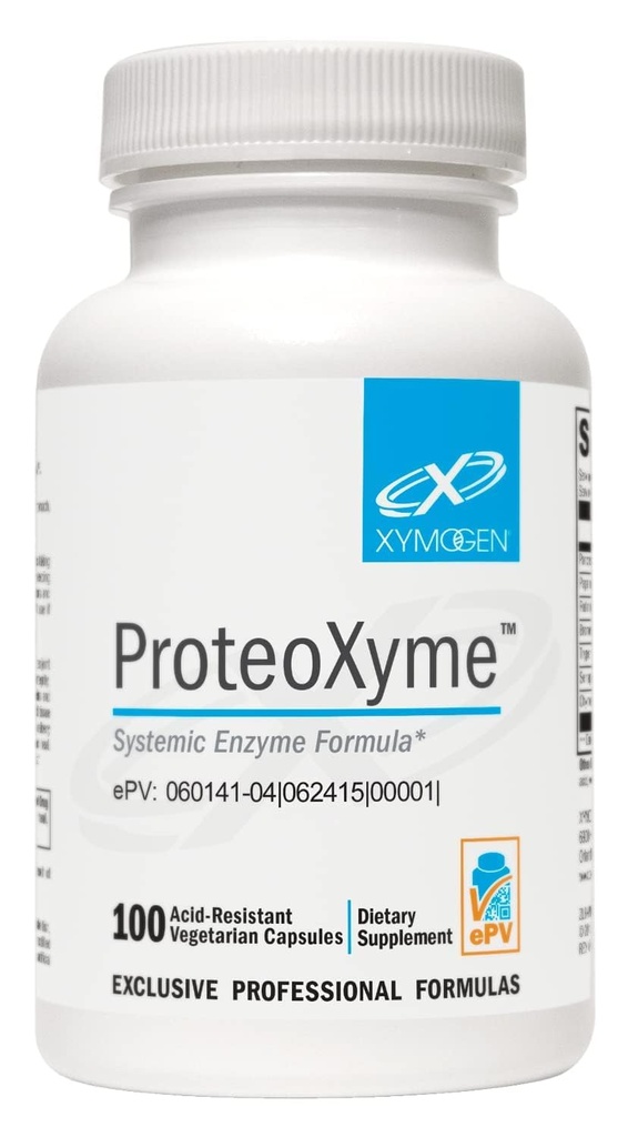 XYMOGEN ProteoXyme - Enzimas de páncreas, Serrapeptase, Rutin, Papain " Bromelain - Diseñado para apoyar la integridad del sistema de inmunes saludables (100 cápsulas resistentes al ácido)