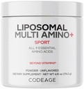 Codeage Liposomal Multi Amino Powder Supplement - BCAA &amp; EAA Supplement All 9 Essential Amino Acid, Branched-Chain Amino Acid, Pre &amp; Post Workout, Unflavored, Liposomal Delivery, Non-GMO, 6.15 oz