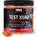 Prueba de factor de fuerza X180 Gummies Testosterona Booster para Hombres con Tongkat Ali, Horny Goat Weed, Tribulus Terrestris, Fenugreek, & Negro Maca, Suplemento Hombres, Berry Punch, 60 Gummies, 1-Pack