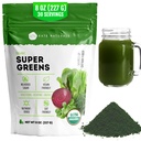 Kate Naturals Organic Super Greens Powder. Verdes Superfood Blend con Probióticos Fiber para Smoothies y Juice (30 Serviciones, 8oz, Natural)