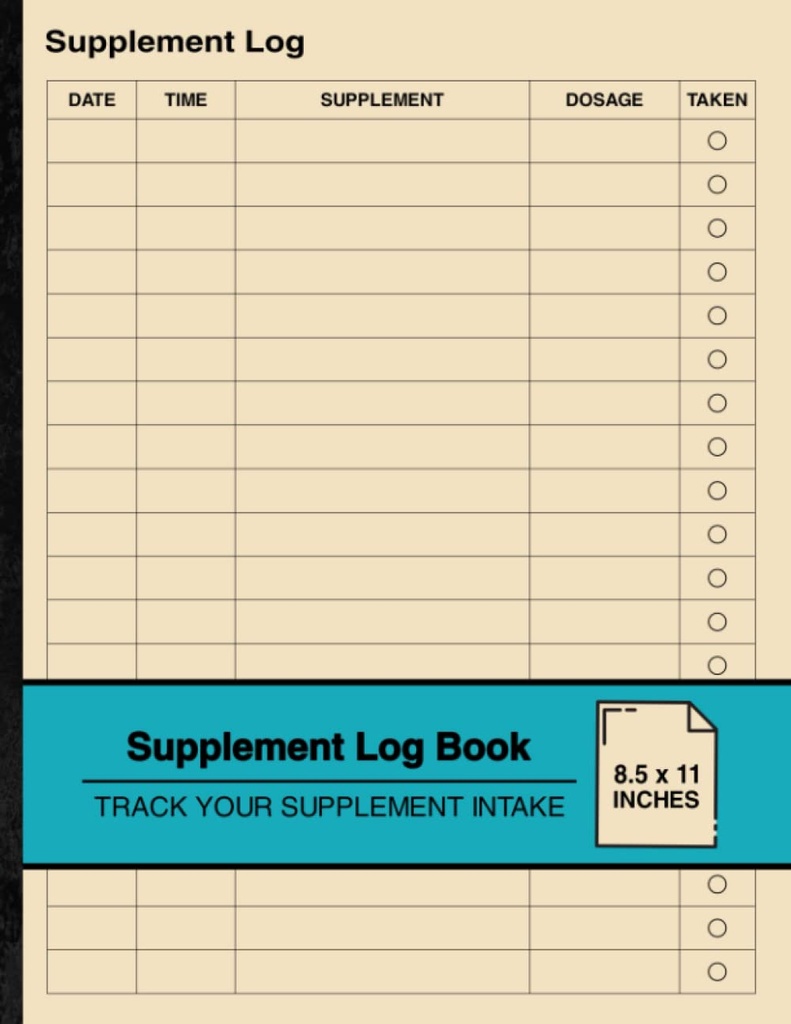Suplemento Libro de registro: Simple Suplemento Logbook Silencio seguir su suplemento tómese