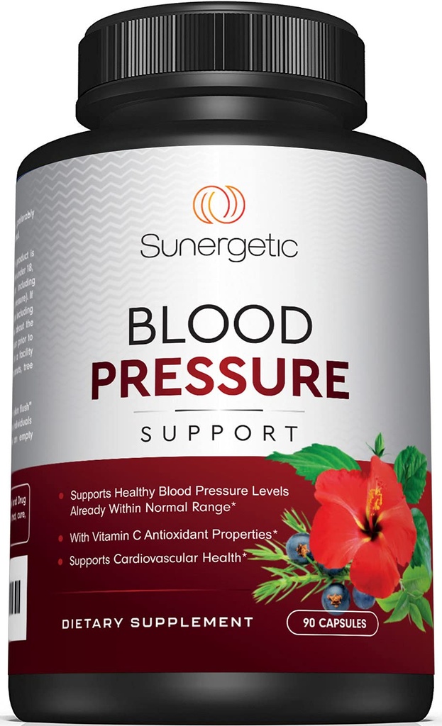 Suplemento de Soporte de Presión de Sangre Premium para Salud Cardiovascular y Corazón con Ajo, Hawthorn & Hibiscus (90 cápsulas)