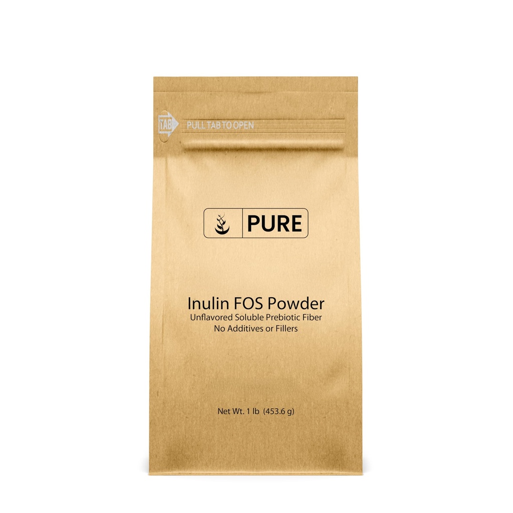 Ingredientes originales puros Polvo inulin FOS (1 lb) Siempre puros, sin rellenos o aditivos, Lab Verified