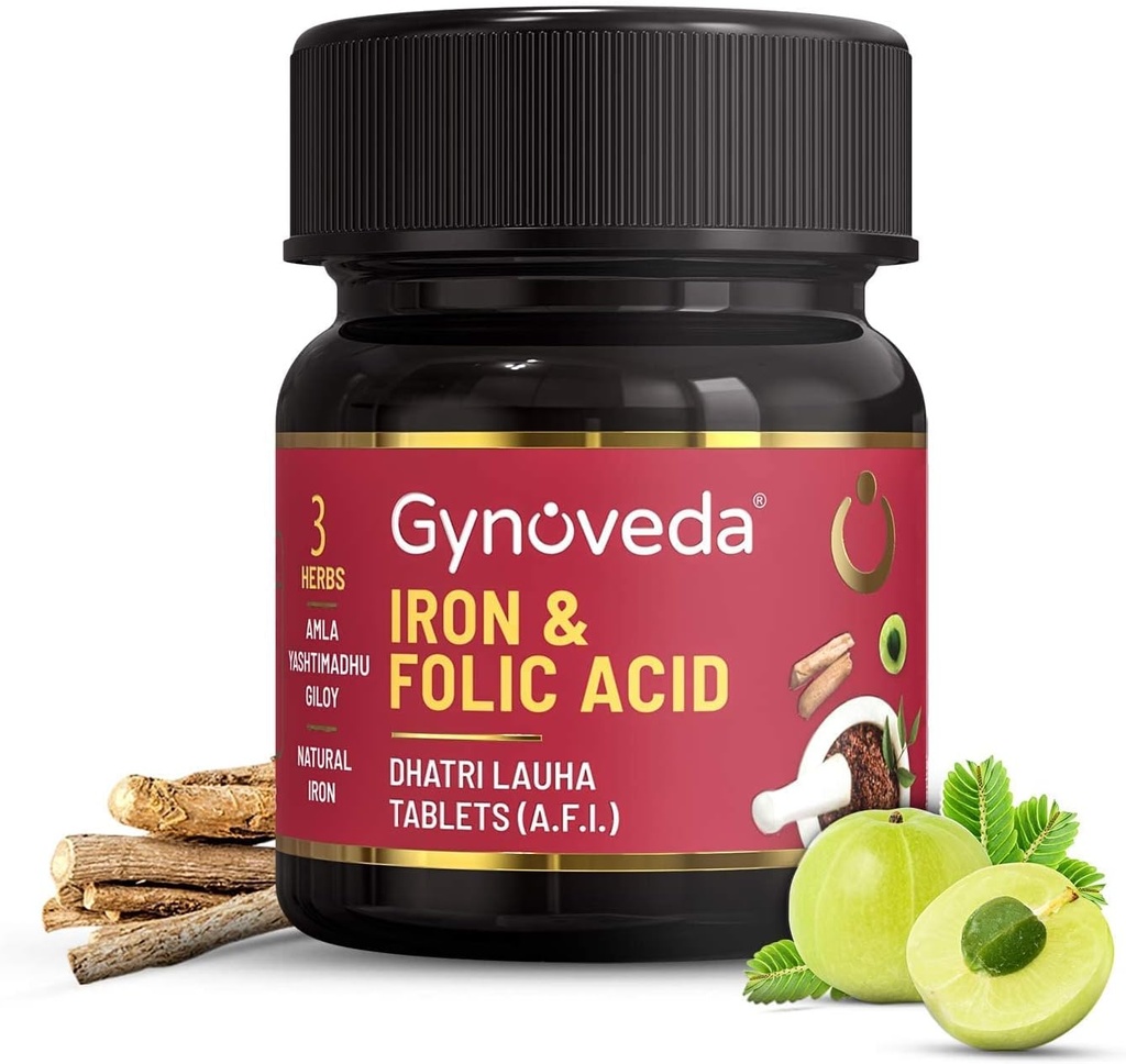 Nutranix TNA Iron Folic Acid Suplemento Silencio Ayurvedic Blood Builder for Hemoglobin Perdido en Períodos ← Rich in Calcium, B9, B12, Vitamina C de Amla Silencio Ayuda en Anemia, Embarazo TEN 1 Botella, 60 Tablets