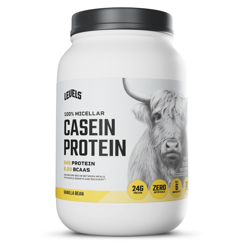 Niveles 100% Micellar Casein Protein, Hormona Gratis, Vanilla Bean, 2LB