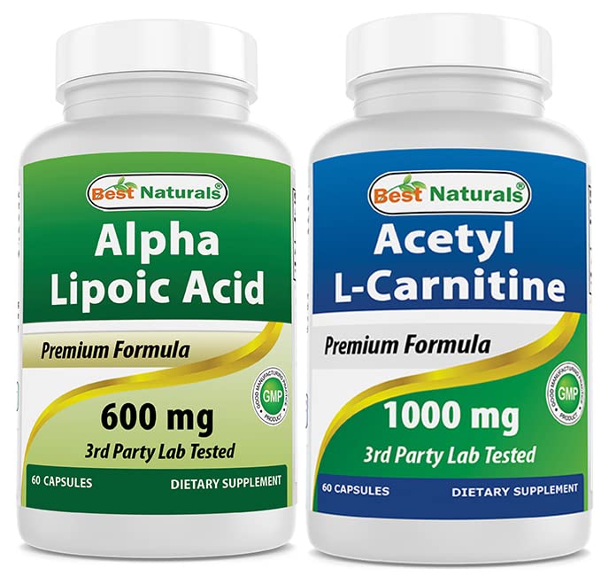Mejores Naturales Ácido Lipoico alfa 600 mg " Acetyl L-Carnitine 1000mg