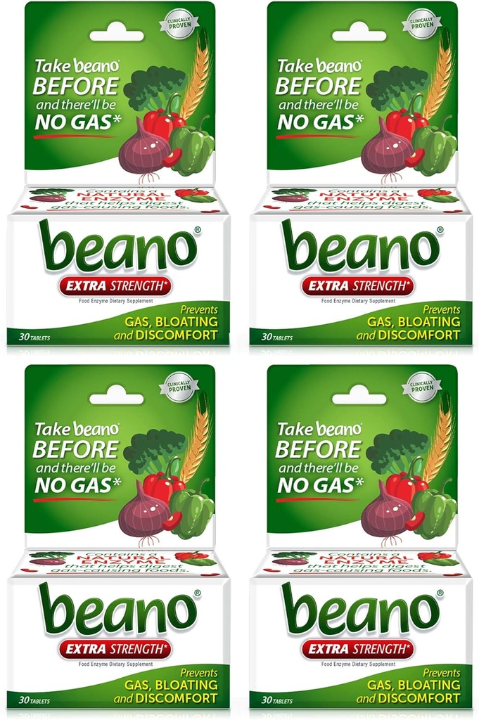 Beano Ultra 800, Gas Prevention and Digestive Enzyme Suplemento, 30 CT, 4 Pack