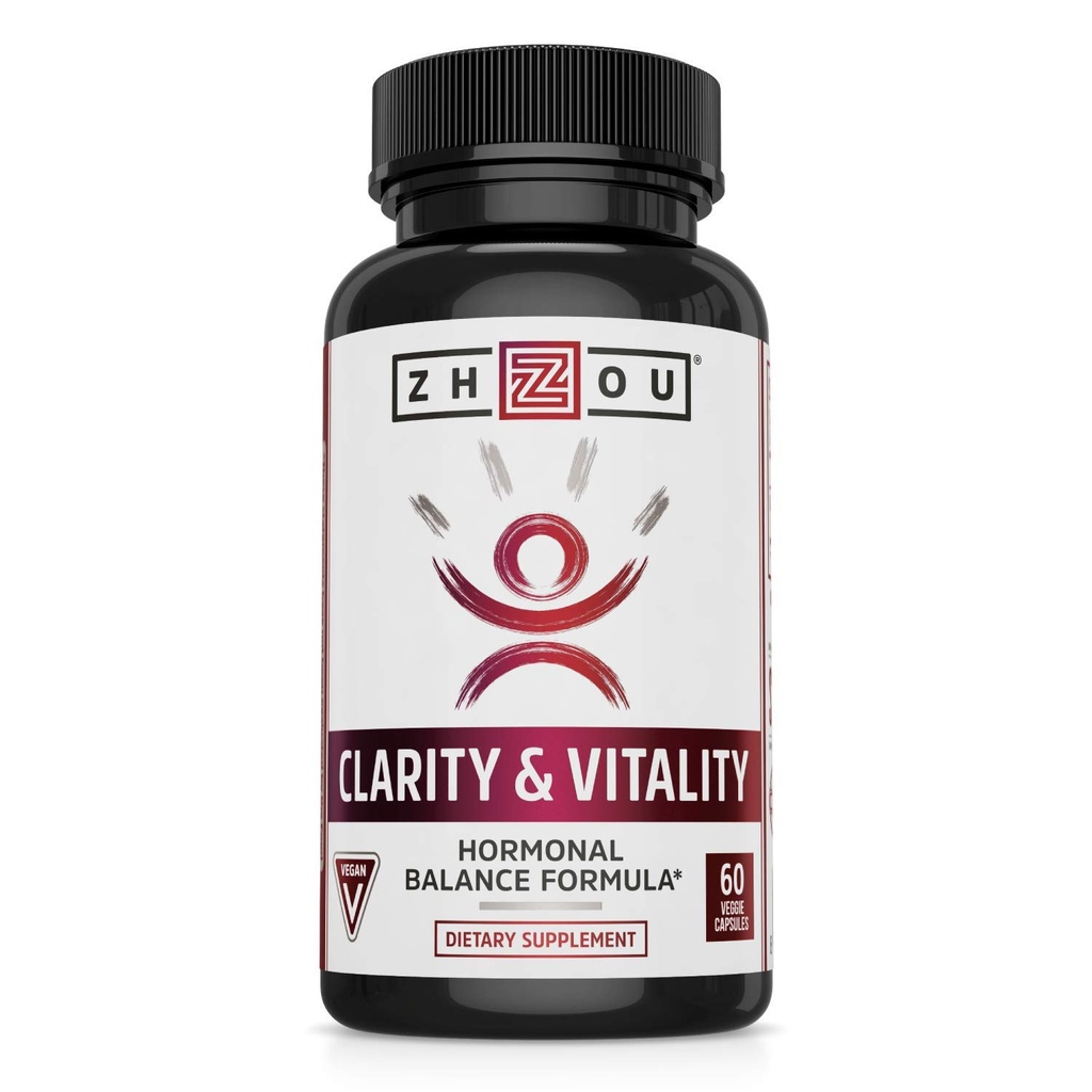 ZHOU Clarity and Vitality (Formerly DHEA) 50 mg, Hormonal Balance Formula for Women ' Men, Healthy Aging, Non-GMO, Vegan, Gluten Free, 60 cápsulas