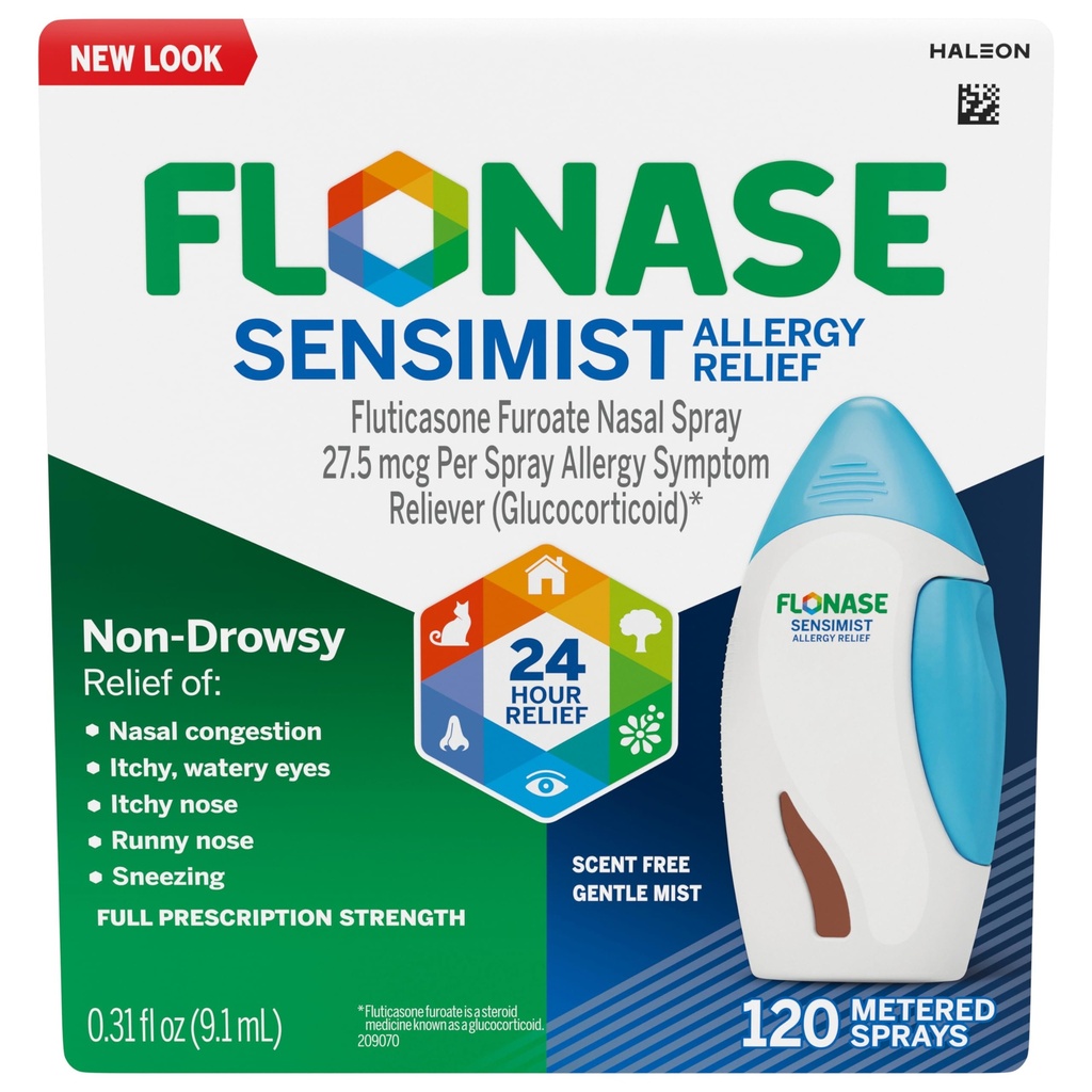 Flonase Sensimist Alergy Relief Nasal Spray for Non-Drowsy, 24-Hour Multi-Symptom Allergy Relief – 120 Sprays