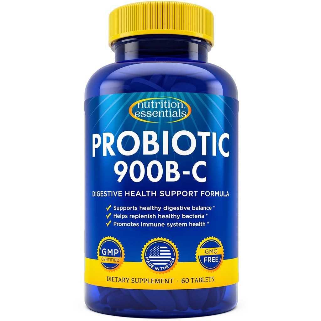 Nutrición Esenciales Probióticos para Mujeres y Hombres - con Enzima Lactasa y Fibra Prebiótica para Salud Digestiva - 80 Por ciento + Más Suplemento Potente para Soporte Salud Gut - Fórmula Vegana