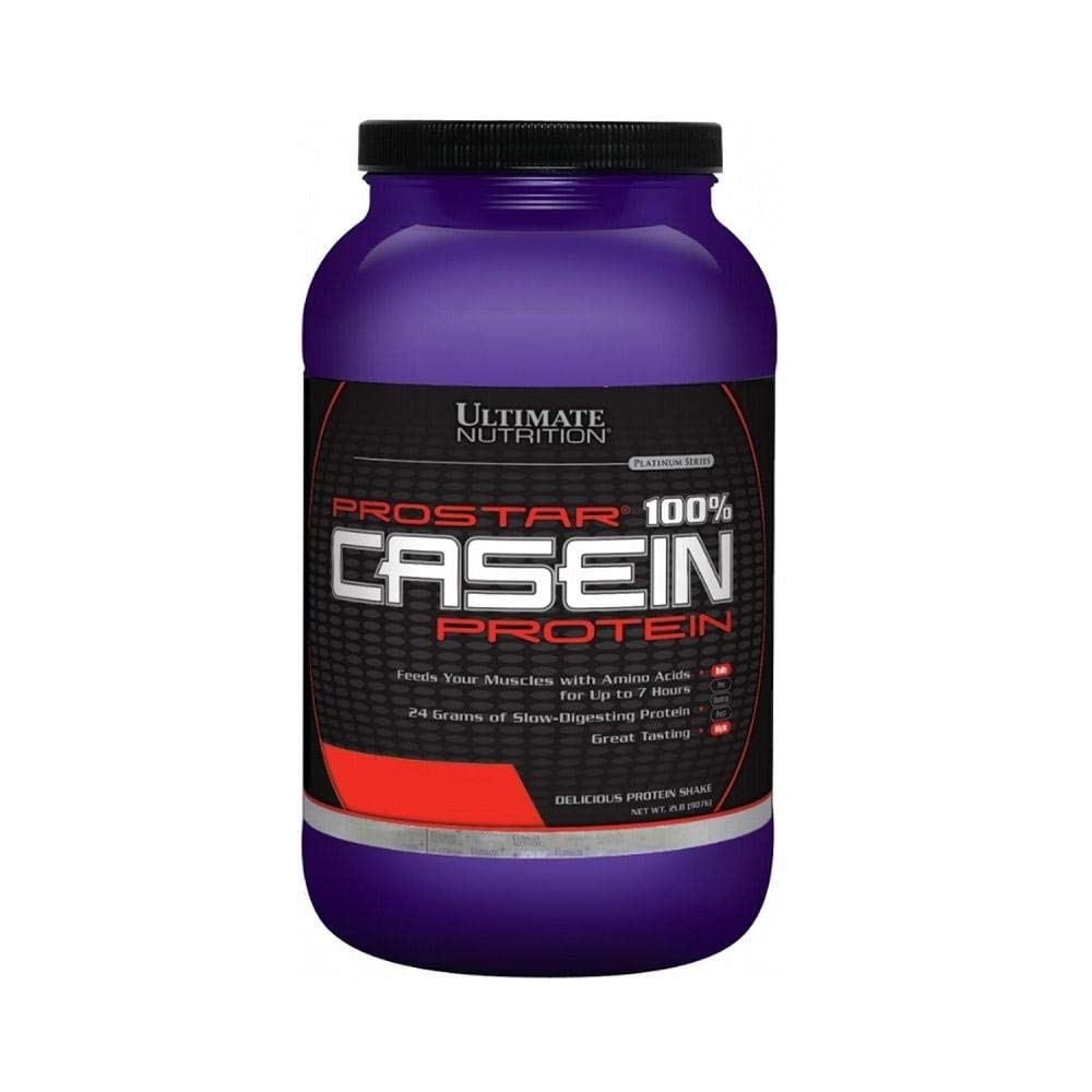 Ultimate Nutrition Prostar Micellar and Hydrolyzed Casein Protein Powder - Fat Free Overnight Muscle Growth and Recovery with BCAAs, 2 libras, Strawberry