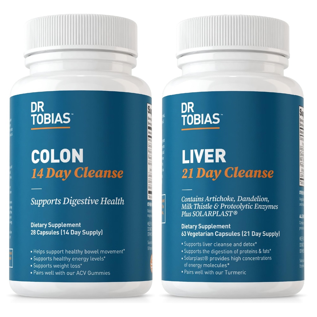 Dr. Tobias Colon 14 Day Cleanse " Liver 21 Day Cleanse Supplements, with Fiber, Herbs " Probiotics, Solarplast, Artichoke, Milk Thistle, Supports Gut and Liver Health.