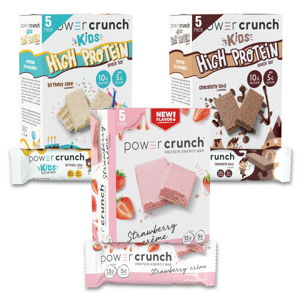 Power Crunch Protein Wafer Bares y Power Crunch KIDS Protein Bares, Variety Pack, (15 Conde) High Protein Snacks con Delicious Taste