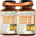 Quercetina con Bromelain Turmeric Curcumin Suplemento – Alivio de Alergia, Soporte Conjunto &amp; Inmuno – Suplemento Turmérico Orgánico con Pepper Negro (Bioperina) – Quercetina 500mg Capsules 2 Pack