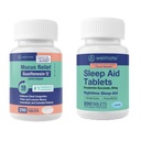 WELMATE Nighttime Wellness Bundle: Mucus Relief Guaifenesin 600mg Mucus Relief (200 Ct) & Doxylamine Succinate 25mg Sleep Aid (200 Ct) ← Extended Relief for Restful Sleep
