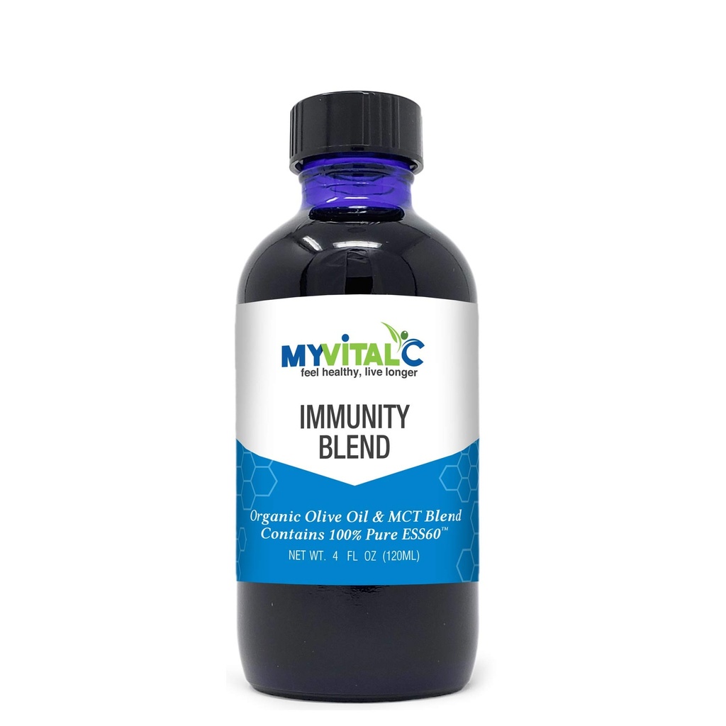 MyVitalC Immunity Blend in Organic Extra Virgin Olive Oil & MCT Blend Supplement 120 ML - Pure ESS60 for Nootropic - Focus - Sleep - Antioxidant - Energy - Longevity &amp; Immunity