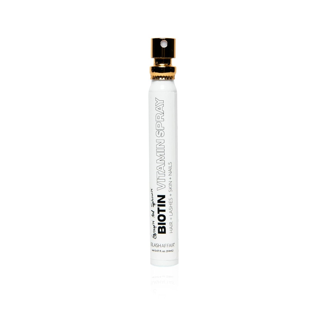 Lash Affair Biotin Suplemento Vitaminas para el crecimiento de la piel del cabello y las uñas, Vegan Biotina Mouth Spray con vitamina C, E, Hierro y Aminoácidos, Gluten Libre, Cruelty-Free, Made in the USA