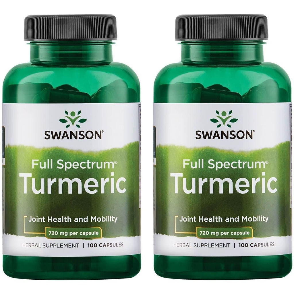 Swanson Premium Brand Turmeric Curcumin Antioxidante Salud Conjunta Cardiovascular Hígado Detox Mood y Memory Support Suplemento Curcuma Longa (Rhizome) 1.44 Gramos (1440 mg) 100 cápsulas (Pack de 2)