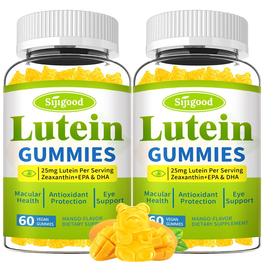 Lutein y Zeaxanthin Suplementos Gummies with Astaxanthin & Bilberry Extract - Vitaminas Ojo con Omega-3, Vitaminas A, C, E, D3 &amp; Zinc for Vision Health - Sugar Free, Mango Flavor, 120 Conde