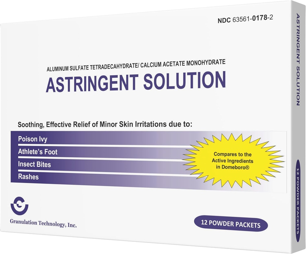 Genérico Astringent Solution Medicated Soak Rash Relief - Soothing Skin Care - 12 Cuenta (Pack of 1), White y Purple