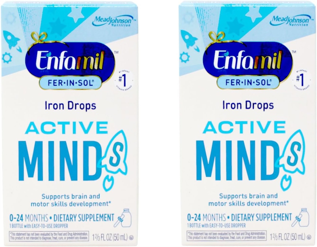 Enfamil Fer-in-Sol Iron Supplement Drops for Infants ' Toddlers, 15 mg, 1,67 fl oz (50 ml) (Pack of 2)
